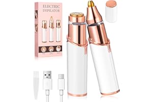 CEXOVO Épilateur Visage pour Femmes,2 en 1 Epilateur Sourcils Electrique Femme,Epilateur Sourcil Femme Rasoirs,Epilateur Rasoir Sourcil,pour le Visage et le Corps,avec Lumière,USB Rechargeable