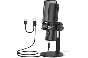 VeGue USB Condenser Microphone, Cardioid Studio Mic All Metal with Gain Control & Headphone Output for Gaming, Recording, Podcasting, Chatting Compatible with MAC PC Laptop or Windows Desktop, VM50