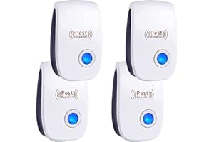 RUTIDA Repelente Ultrasónico de Plagas, 4 Pack Electrónico Repelente Mosquitos Insectos Control de Plagas para Anti Mosquitos, Moscas, Ratones, Cucarachas, Arañas, Roedores