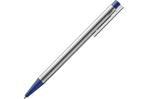 Lamy Logo matowy niebieski - długopis w eleganckiej i wytrzymałej obudowie ze stali nierdzewnej - szerokość linii M - z wkładem o dużej pojemności M 16 w kolorze niebieskim