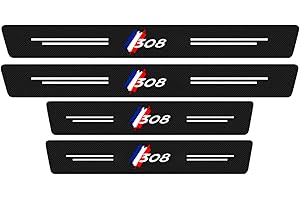 SYMILOV 4 Pièces Protecteur de Seuil de Voiture pour Peu-geot 206 207 307 308 3008 4008 5008 GT Line, Autocollant en Fibre de Carbone de Anti-Rayures de Seuil de Porte de Voiture, 308