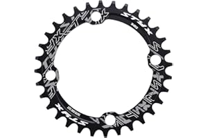 Tbest Vélo étroit Large Forme Unique Plateau de pédalier BCD 104 mm 32T 34T 36T 38T BMX MTB Route VTT Simple Vilebrequin Chaîne De Réparation Anneau Pièces - Noir, Rouge