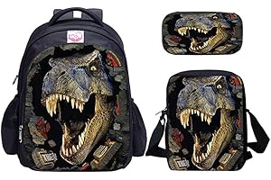 MATMO Dinosaur Backpack and Lunch Bag Set for Boys, Backpack Shoulder Bag Pencil Case (Dinosaur Backpack Set 1)