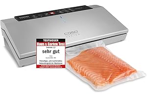 ‎CASO CASO GourmetVAC 380 - Vakuumierer - Vakuumiergerät, Testsieger Haus & Garten Test , doppelte Schweißnaht, Kolbenpumpe (15L/min), regulierbare Vakuumstärke & Schweißzeit, inkl. 10 Beutel 20x30 cm