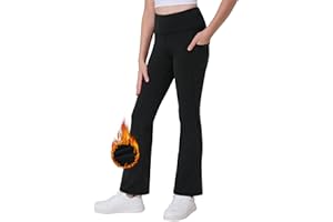 Desol Pantaloni termici da ragazza con tasche, pantaloni sportivi da yoga per adolescenti e leggings flared per sport, ideali da ginnastica e da jogging