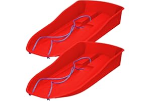 simpahome 2 x Deluxe Smiley Design Red Plastic Unisex Children & Adults Snow Bullet Sledge Toboggan - Choose from 4 Colours