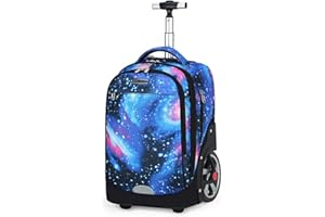 ANSIEDIO Boys Trolley School Bag, Waterproof Rucksack Backpack Bookbag School Bag with Wheels (Starry Blue)