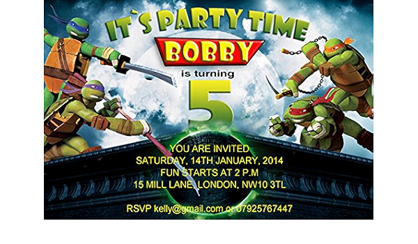 10 X Les Tortues Ninja Personnalise Enfants Fete D Anniversaire Invitations Ou Cartes De Remerciement Amazon Fr Cuisine Et Maison