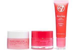 W7 Trio per la cura delle labbra Sweet Dreams - Set da 3 pezzi - Maschera notte, burrocacao e scrub labbra - Fragola