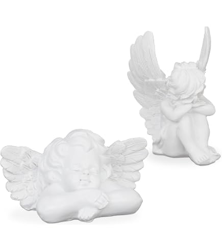 Set 4 Angeli Decorativi In Resina Da Appendere A Parete, Altezza 12 Cm - Decorazioni Religiose Per Tutte Le Stagioni