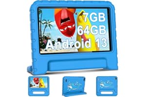 AOCWEI Tablet Bambini 7 Pollici Tablet Android 13 7GB(4+3) RAM+64GB ROM(512 GB Espandibile)| FHD IPS | Controllo Parentale |Bambini educativi |WIFI 6 |Bluetooth 5.0 |Tablets con Guscio in EVA