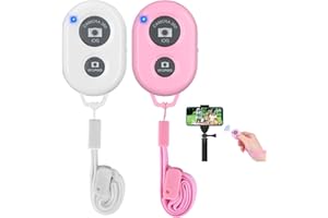 TESECU Bluetooth Fernbedienung, Handy Bluetooth Selfie Remote Control, Fernauslöser Selbstauslöser Fernbedienung für iOS, Android Smartphone, Weiß, Rosa (2 Stück)