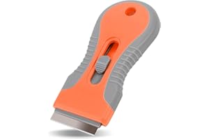 ASHYLE Non Scratch Cleaning Scraper Tool with 10 Metal and 5 Plastic Blades, Multi-Surface Cleaner for Glass, Window, Ceramic Cooktops, Ovens, Stoves, Cars, Ceramic hob, Microwave, Sticky Stuff etc. Orange