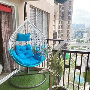 Pratham India Single Seater Swing Chair with Stand & Cushion & Hook Outdoor/Indoor/Balcony/Garden/Patio