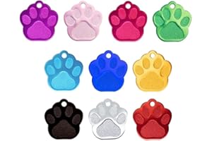 YATEICBC-10 Pcs Targhette per cani in alluminio,targhette in bianco colorate,targhette identificative per animali domestici,in alluminio,fai da te,targhette con numero di telefono con fori,10 colori