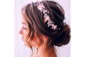 Unicra Cinta de pelo en forma de hoja para novias, accesorios para el pelo de las mujeres, color plateado, color oro rosa