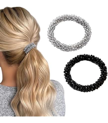 3 Palline Elastiche Per Capelli Bambina – Scrunchie Con Perline Multicolor Porta Coda - Foto 2