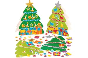 Baker Ross AX594 Christmas Tree Mix & Match Card Kits - Pack of 6, Personalise Your Own Festive Cards, Arts and Crafts for Kids