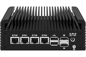 HUNSN Micro Firewall Appliance, Mini PC, VPN, Router PC, Intel Alder Lake-N 12th Gen N100, RJ43, 4 x 2.5GbE I226-V, 2 x HDMI, DP, TF, Type-C, Barebone, NO RAM, NO Storage, NO System