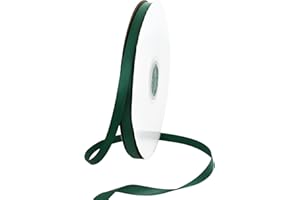 TONIFUL Rouleau de ruban de satin 1cm X 91M vert de noël fin et solide pour emballage cadeau, invitation, ballons de cheveux floraux, artisanat, couture, fête, mariage, décoration de Saint-Valentin