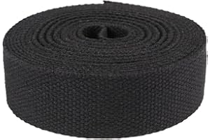 Suncoolla 5M Thicken 2.0mm Canvas Cotton Plain Weave Webbing Strap Bag Belt Tape 25/38/50mm (Black, 38mm)