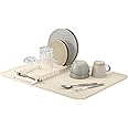 Umbra UDry Dish Drying Rack and Microfiber Dish drying Mat - Space-Saving Lightweight Design Folds Up for Easy Storage, 24 x 18 inches, Linen, Leinen