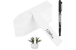 Amabro 120 Pcs Plants Labels, Reusable Plant Tags with Quick Dry Marker Pens Garden Plant Name Label Seed Labels for Outdoor Indoor Vegetable Potted Flowers Herbs, 2 x 10cm (White)