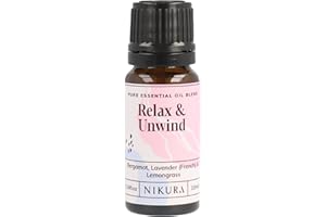 Nikura Relax & Unwind Essential Oil Blend - 10ml | Made from Bergamot, Lavender, Lemongrass | for Relaxation, Aromatherapy, Diffusers, Soap Making, Candle Making | Vegan & UK Made