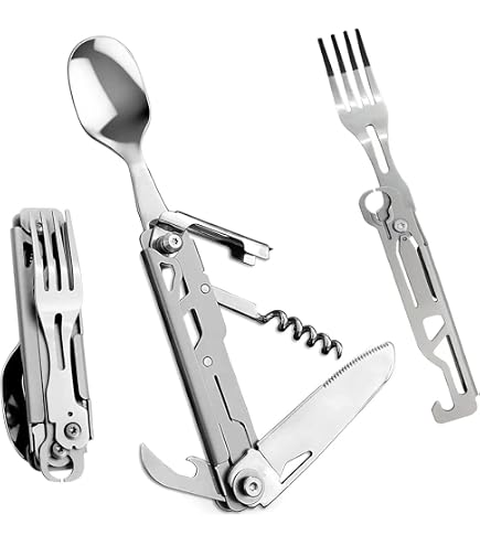 QEEROYO Voyage Ensemble Couverts Set, Couverts Portatifs en Acier