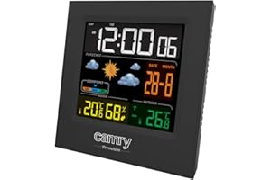 Camry CR 1166 Stacja Pogodowa Czarna - Zegar, Budziki, Pomiar Temperatury i Wilgotności, Prognoza Pogody, Bezprzewodowe
