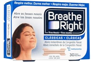 Rhinomer by Breathe Right - Tiras nasales clásicas para la congestión nasal, tamaño grande - 30 unidades, Tono Claro