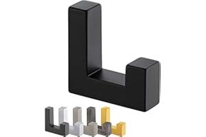 Gedotec Gancio per guardaroba | Gancio per cappelli quadrato | TETRIS | Gancio singolo nero | Appendiabiti 40 x 52 mm | Armadio appendiabiti a parete invisibile | 1 Pezzo