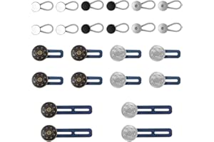24 Stück Expander Button, lyfLux 12 Stück Hosen Taille Silikon Verlängerungsknopf und 12 Stück Kragen Federverlängerungsknopf Weiß/Silber/Schwarz