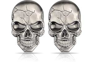 COSYSPARKS Adesivo per Auto in Metallo 3D, adesivi teschio in Metallo 3D adesivi 3d per auto Decalcomania per Auto adesivo distintivo dell'emblema adesivo teschio adesivo per auto moto (2 pezzi) (argento)