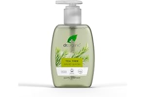 DR.ORGANIC Dr Organic Tea Tree Mydło do rąk, oczyszczające, naturalne, wegańskie, nietestowane na zwierzętach, bez parabenów i SLS, z recyklingu i recyklingu, ekologiczne, 250 ml