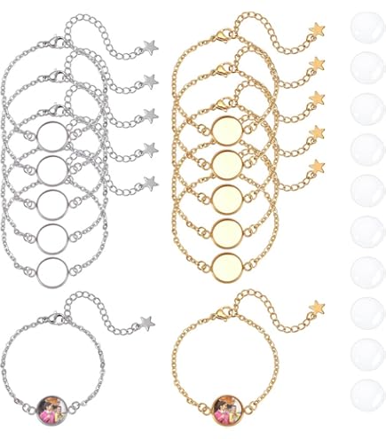 Hicarer 108 stuks oorbellen van roestvrij staal, wit, facetdraad, glasplaten met 12 mm, glazen cabochons voor het maken van sieraden, doe-het-zelf handwerk