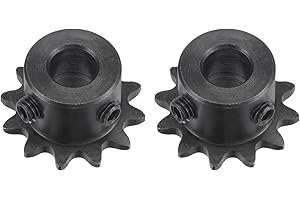 sourcing map #25 Kette Rolle Zahnrad 8mm Bohrung 1/4" Abstand 12 Zahn Einzeln Strand Kette Ritzel C45 Karbonstahl 25 Rolle Kette Ritzel mit Set Schrauben für ISO 04C Kette 2Stk