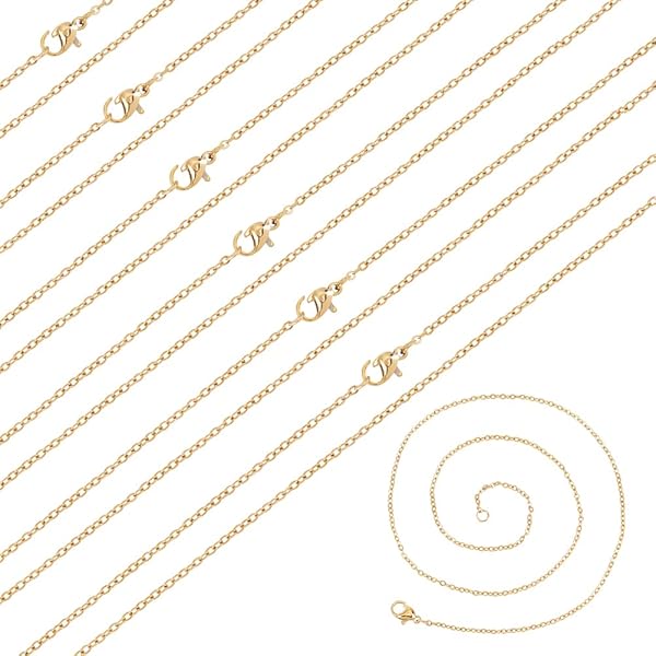 SUNNYCLUE 12 PACK 16 Inch/ 0.4m 1mm Stainless Steel Chain Necklaces