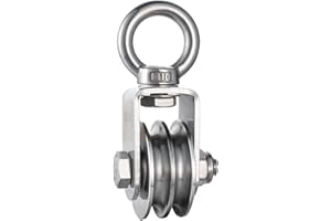 KCNOFNC 1 poulie double avec 2 roulements à billes, poulie en acier inoxydable, poulie pour cordes de 8 mm, capacité de charge 500 kg