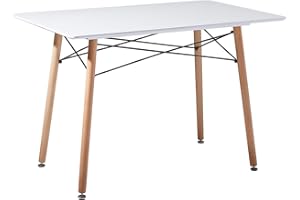 ‎H.J WEDOO H.J WeDoo Esstisch Esszimmertisch Skandinavisch Buchenholz Küchentisch MDF Rechteckig Weiß