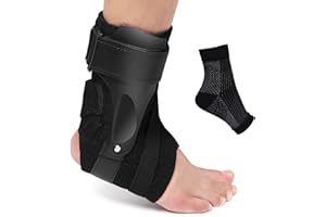 AIOUTGOGO-Chevillère Stabilisatrice Rigide-OrthèSe de Cheville de Sport - OrthèSe de Cheville RéGlable Avec Plaque Pe - Pour Entorse Sévère, Genou Instable Ligamentaires Sportives Du Pied (L)