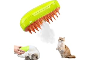 KKTONGXI Cat Steamy Brush,Brosse à vapeur pour poils de chat,Brosse À Vapeur 3 En 1 Pour Chat,pour Chats À Poils Longs/Courts, Poils Volants Propres.