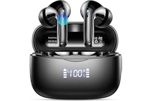 WEURGHY Ecouteurs Bluetooth sans Fil, Casque Bluetooth 5.3 avec HiFi Basses Immersives, 56H Ecouteurs Sans Fil avec 4 ENC Mic, Écran LED, Contrôle Tactile, IPX7 Étanche Oreillette Bluetooth pour iOS/Android