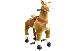 Galoppo Spielpferd mit Rollen für Kinder ab 3 Jahren in braun – XXL Reitpferd zum Reiten und Spielen im Haus und auf der Straße