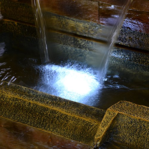 Gartenbrunnen 3stufig mit LED Beleuchtung Wasserfall Polyresin Kaskade - 5