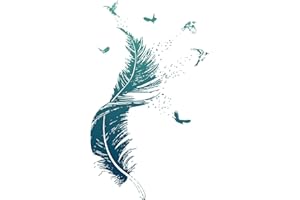 KIKI FANCY Wandtattoo Feder Wandsticker Blau, wandtattoo wohnzimmer wandtattoo schlafzimmer selbst klebend modern Sprüche Vogel wall decor wandaufkleber wohnzimmer Wandbilder 30 x 90 cm für Windows Tür Möbel