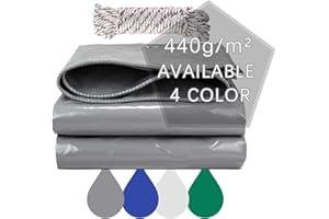 JIANYANA Telone in PVC 440 g/m², extra impermeabile, con occhielli rinforzati per mobili, multiuso, colore: grigio (3 x 3 m)