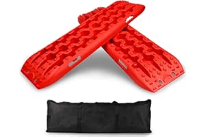 Autofonder 2Pc 4x4 Traction Boards 10t Recovery Track off Road Grip Winter Boards Sand(Red)