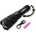 amiciVision Rechargeable Flashlight With Zoom Function- Led Metal Torch With 5 Lighting Modes For Camping, Hiking And Emergency Situations, 800 Lumen