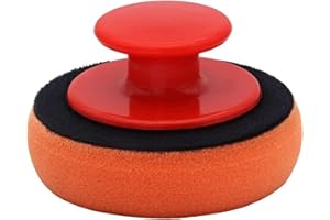 DETAILERS UNITED Premium 10cm (4-inch) Red Wax Applicator Pad with Handle – Soft, Non-Abrasive Foam for Easy Wax, Polish & Sealant Application – Reusable, Washable & Perfect for Car, Bike & Boat Detailing & Shine